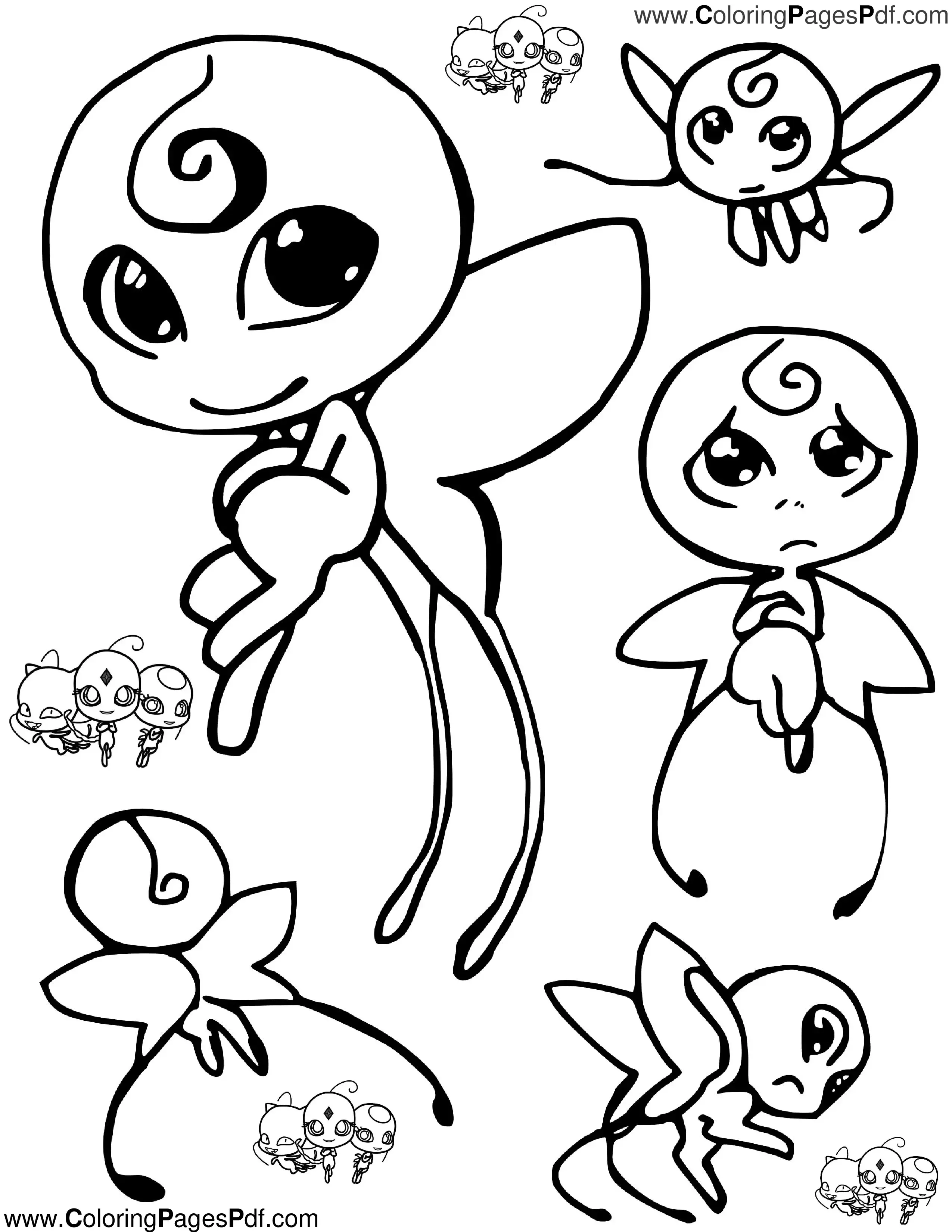 Miraculous ladybug coloring pages all kwamis