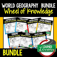 World Geography Activities, Mapping Skills, Five Themes, People and Resources, United States, Canada, Europe, Latin America, Russia, Middle East, North Africa, Sub-Saharan Africa, Asia, Australia, Antarctica