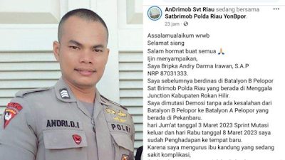 Curhat Bripka Andry Setor Rp 650 Juta ke Kompol Petrus H Simamora, Dimutasi padahal Sudah Beri Uang