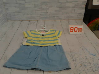 中古品　子供服　１００ｃｍ　ＲＡＧＭＡＲＴ　フェイクセット風半袖ワンピース　３３０円