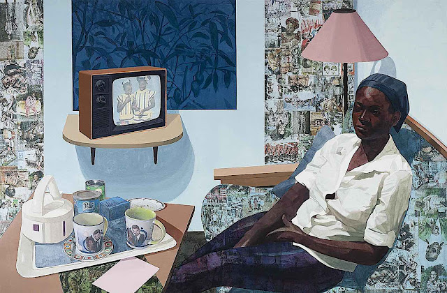 Njideka Akunyili Crosby art, a woman at home