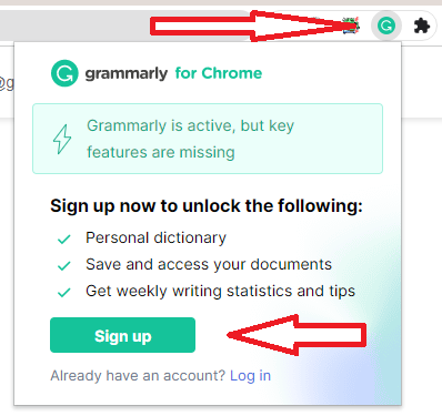 Sign up for Grammarly