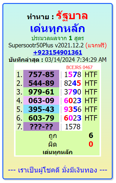 Thailandlottery 1234  3up single SET FOR 16-3-2024