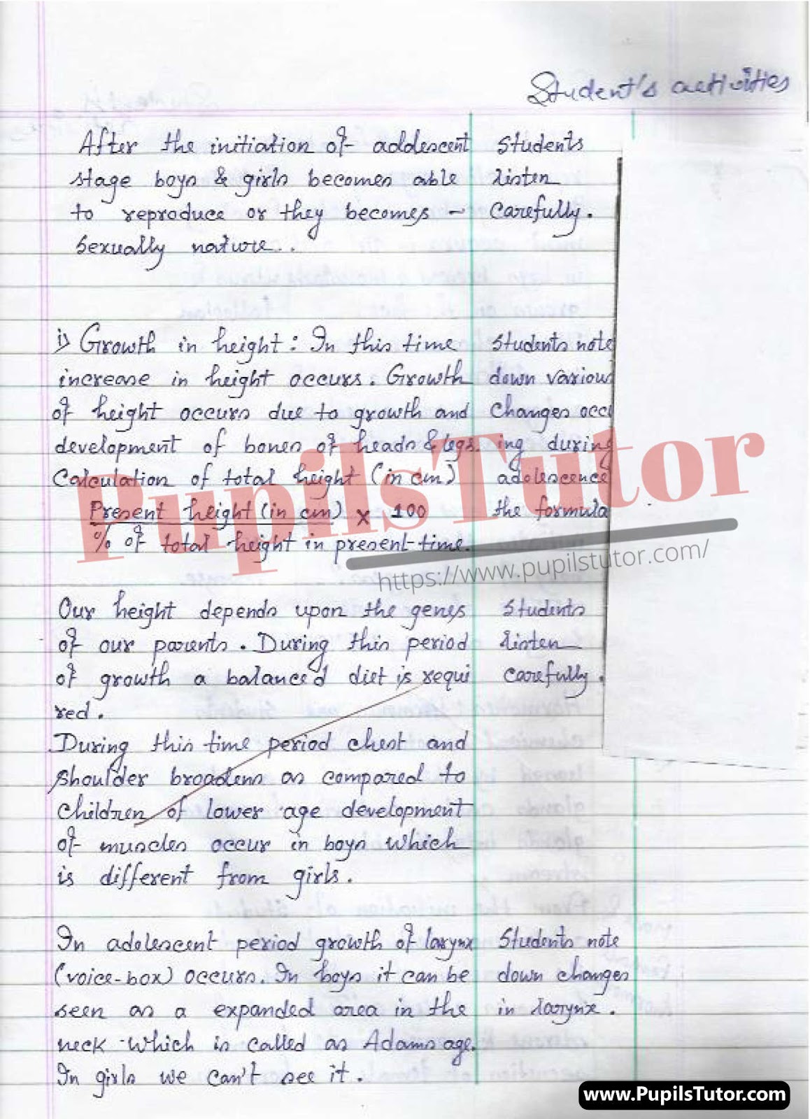 Class/Grade 8 Life Science Lesson Plan On Adolescence Period For CBSE NCERT KVS School And University College Teachers – (Page And Image Number 3) – www.pupilstutor.com