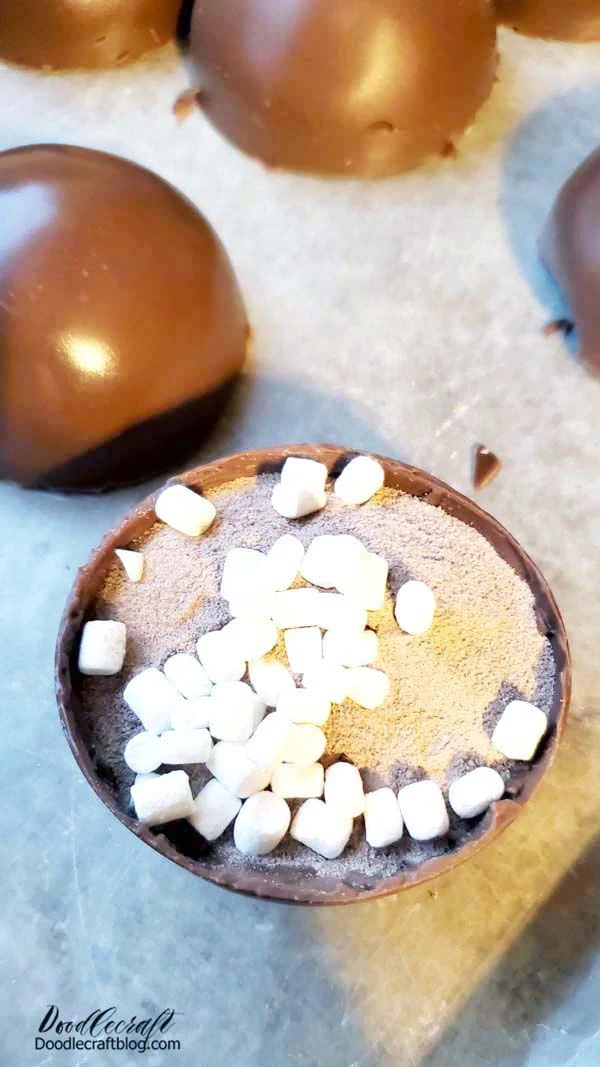 Top the hot chocolate powder with mini marshmallows and other various mix-ins.