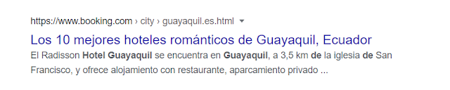 El resultado típico del buscador: