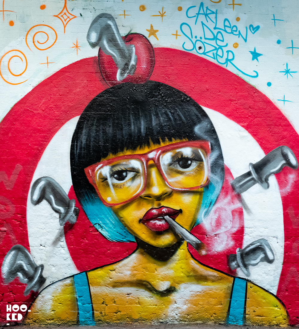 London Street Art - WOM Collective Graffiti Paint Jam in Leake Street Tunnels, London - Artist Carleen De Sozer