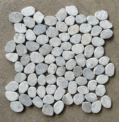 Tundra Grey Small Sliced Tumbled Marble Pebble Mosaic Tile
