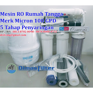 Jual Harga Spesifikasi Pasang Service Mesin RO Reverse Osmosis 100 gpd Micron Mesin undersink 100 gpd Untuk Rumah Tangga - Dimas Filter Air Bekasi