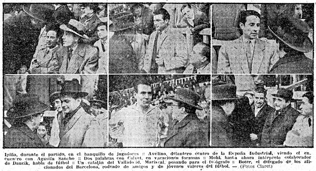 Diversas fotos del banquillo y de los palcos de Las Corts.  C. F. BARCELONA 3 REAL VALLADOLID DEPORTIVO 1 Domingo 04/02/1951. Campeonato de Liga de 1ª División, jornada 21. Barcelona, estadio de Las Corts.