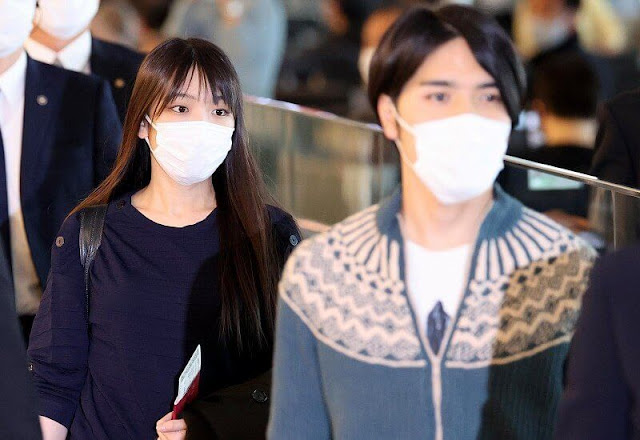 Former Princess Mako and her husband Kei Komuro departed from Haneda International Airport for New York