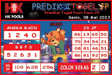 Prediksi Togel Hongkong JP Senin 08 Mei 2023