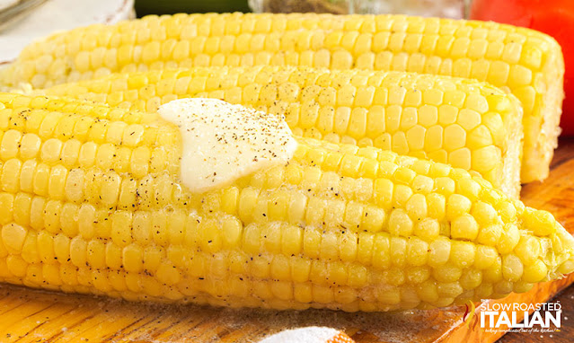 microwave corn on the cob close up