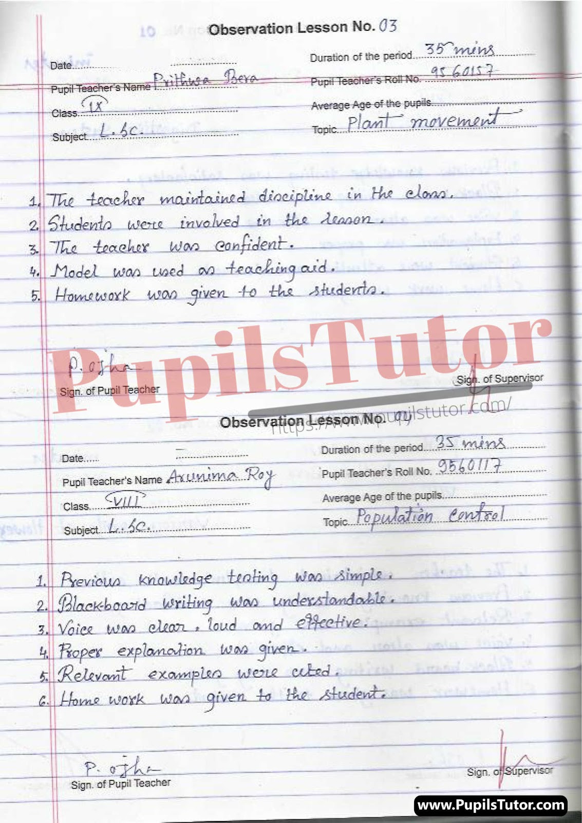 Observation Teaching  Digestive System, Parts Of Flowers, Plant Movement, Population Control, Human Hearth, Photosynthesis, Living Organism, Adolescence, Food Chain, Chromosome Lesson Plan For B.Ed And D.el.ed In English Medium Free Download PDF And PPT (Power Point Presentation And Slides) – (Page And Image Number 2) – PupilsTutor