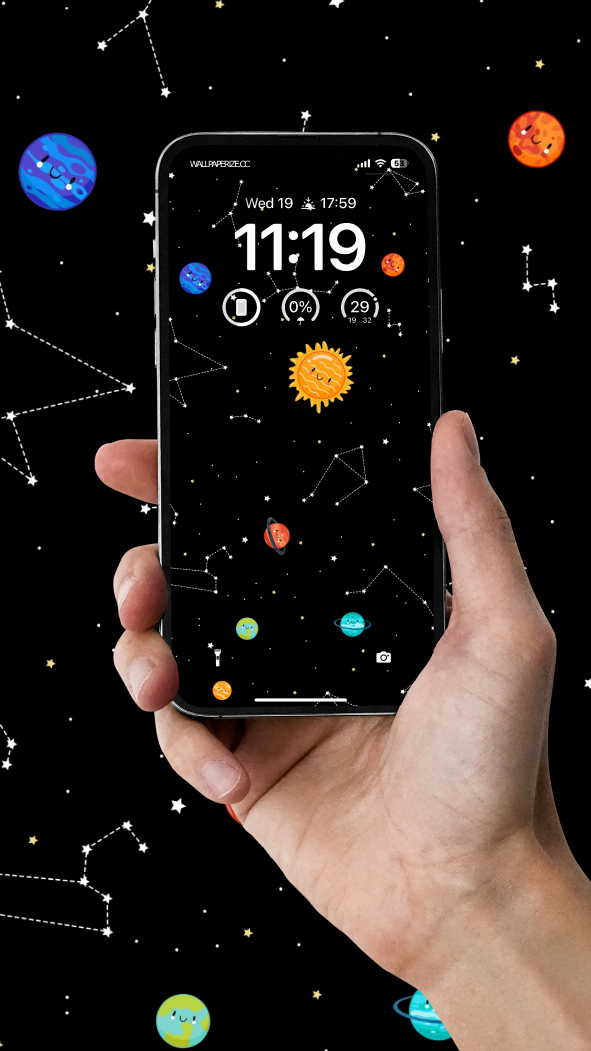 Black HD Wallpaper with Cute Planets in AMOLED Glory for Your Phone