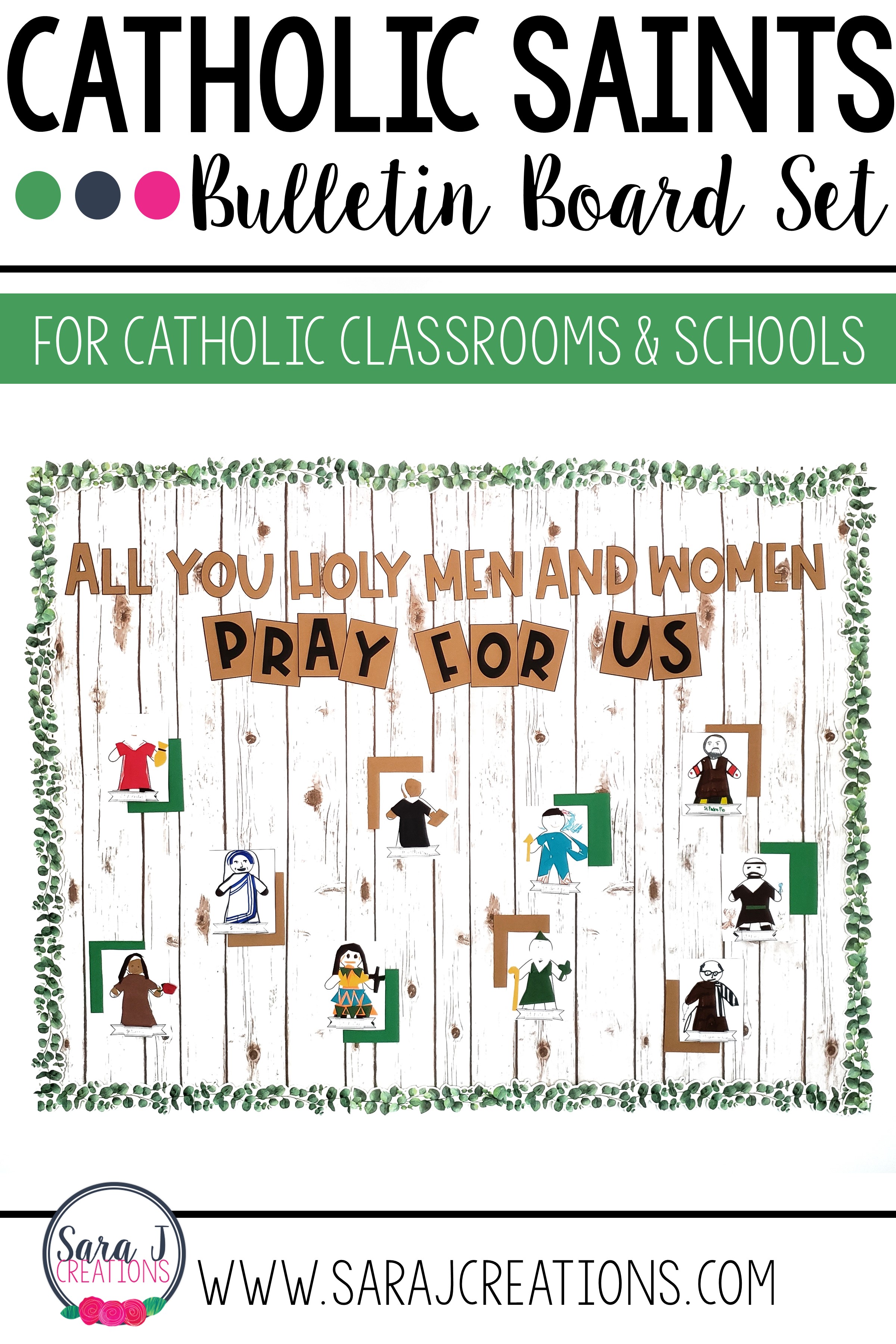 Celebrate the Catholic Saints with this printable bulletin board set