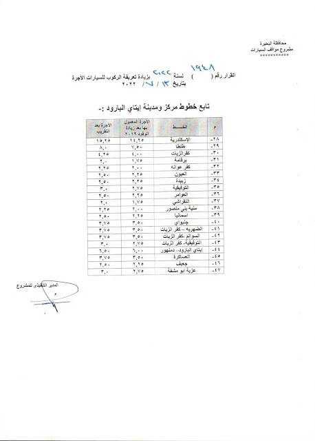 أسعار تعريفة الركوب الجديدة في البحيرة