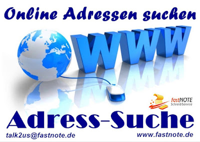Online Adressen suchen Adress-Suche fastNOTE SchreibService Schreibbüro