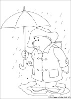 Paddington Bear coloring page rain