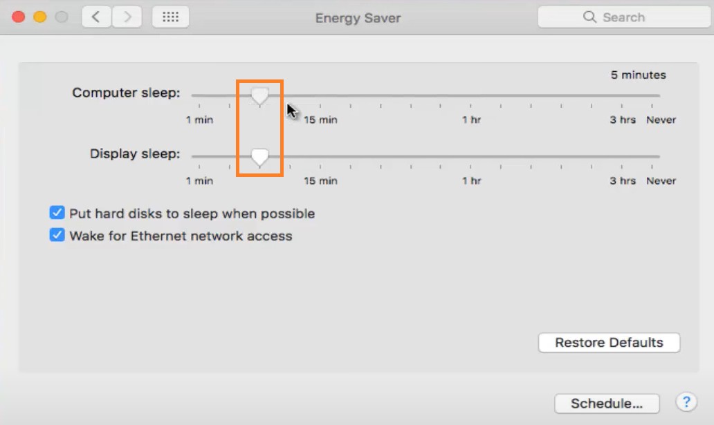 Mac Sleep settings