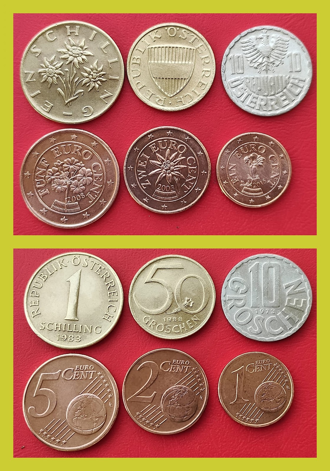 AUSTRIA SET OF 6 COINS (#RVJ)