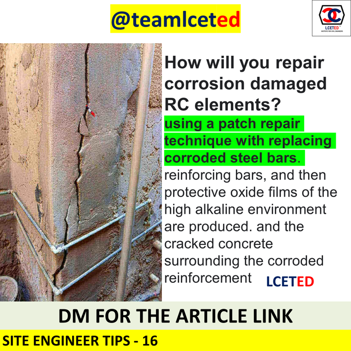 Rc beams and columns Damaged by steel corrosion