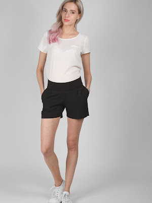 Black Maternity City Shorts