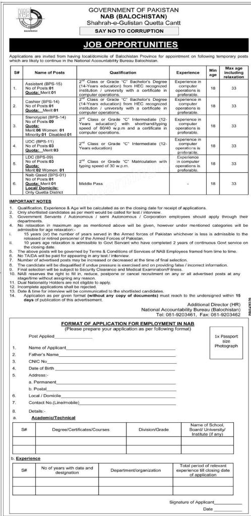 NAB  Jobs 2022 – Today  Jobs 2022 Job Advertisement online Jobs in government and private for male and females. Latest jobs in 2022 for teaching, bank, IT, Engineering, Medical and students.   Jobs in Pakistan 2022 for todays latest jobs opportunities in private and Govt departments. View all new Government careers collected from daily Pakistani