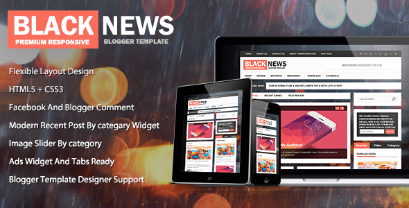 Black New - News & Magazine Premium Blogger Theme
