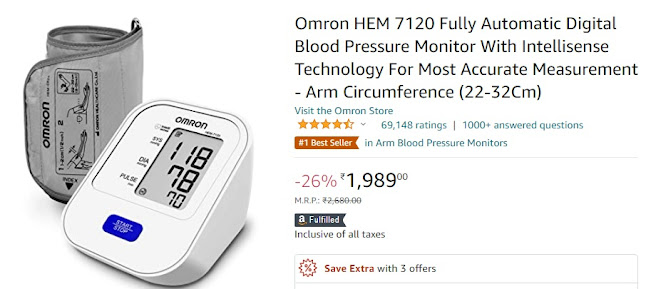 Omron HEM 7120 Fully Automatic Digital Blood Pressure Monitor With Intellisense