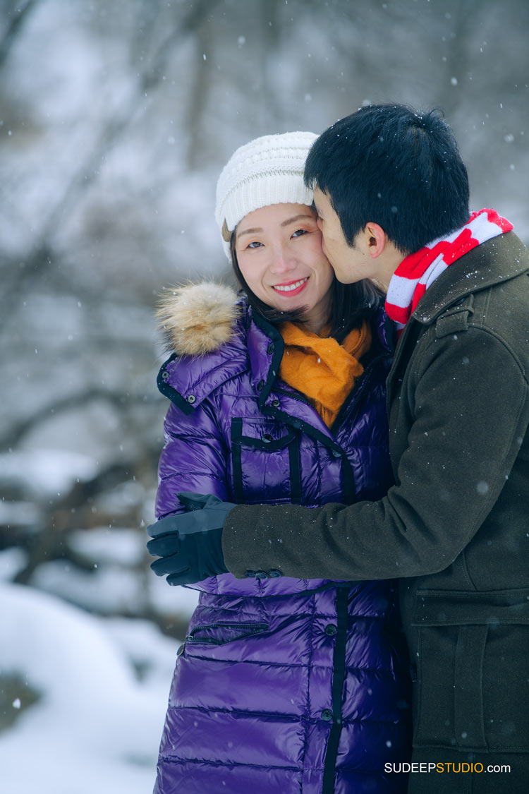 Ann Arbor Winter Snow Engagement Pictures in Arboretum Nature by SudeepStudio.com Ann Arbor Wedding Photographer