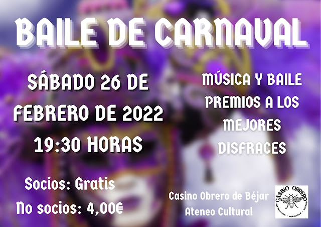 El Casino celebra este sábado su tradicional baile de carnaval - 24 de febrero de 2022
