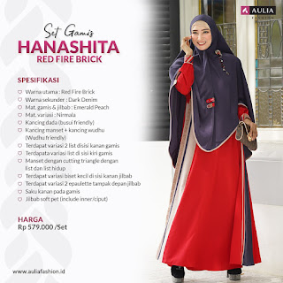 Koleksi Gamis Set Syari Aulia Hanashita Red Fire