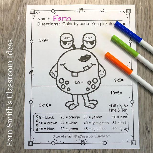 Grab These St. Valentine's Day Color By Number Multiplication and Division Love Monsters Worksheet Bundle Resource TODAY!