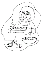 woman cooks coloring page