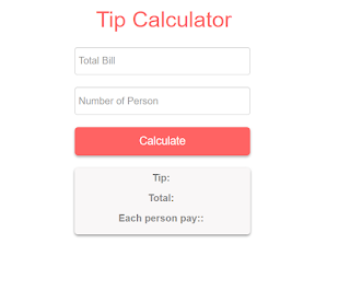 Tip Calculator Using HTML,CSS and JavaScript