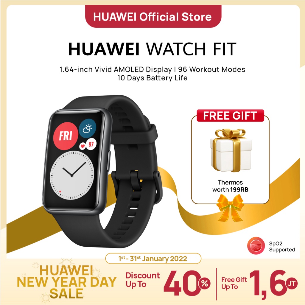 HUAWEI Watch Fit Smartwatch | All-Day SpO2 Monitoring | 10 Days Battery Life | Black