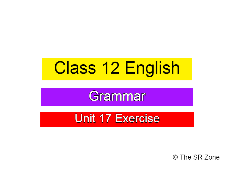 Class 12 English Grammar Unit 17 Past Tenses Exercise