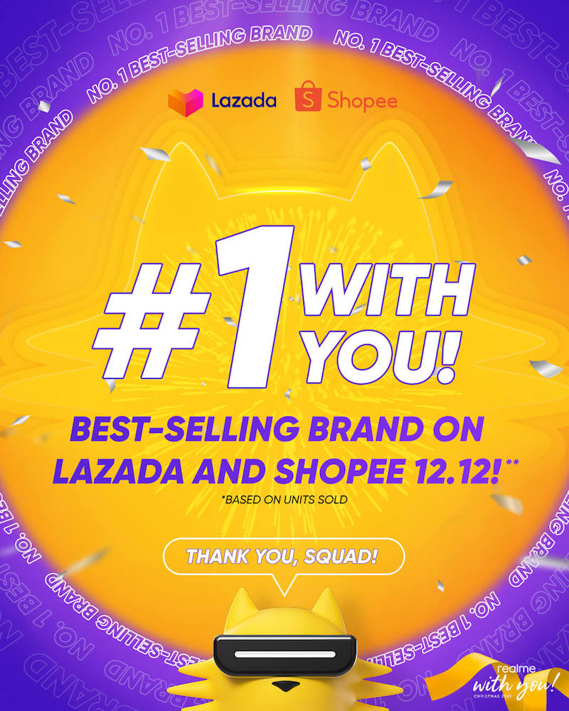 realme is Lazada and Shopee's 12.12 best-selling brand!