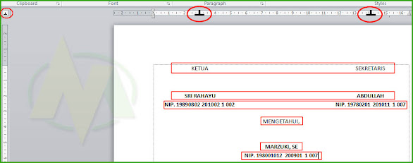 Cara Membuat Tempat Tanda Tangan Secara Otamatis Rapi, Lurus dan Sejajar di Ms Word.