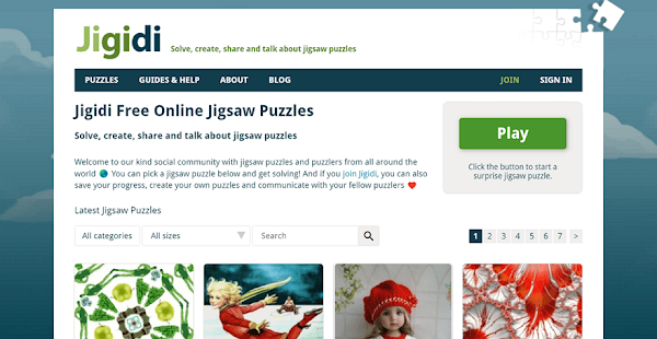 Jigidi 免費線上拼圖遊戲，用戶可上傳圖片建立拼圖