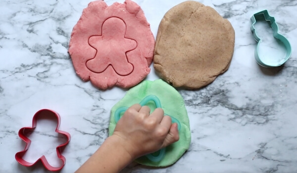 gingerbread man shaped playdough.