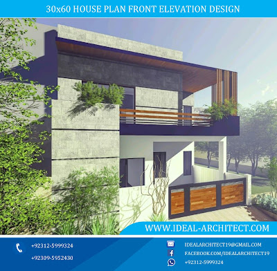 30x60 House 3D Front Elevation Design