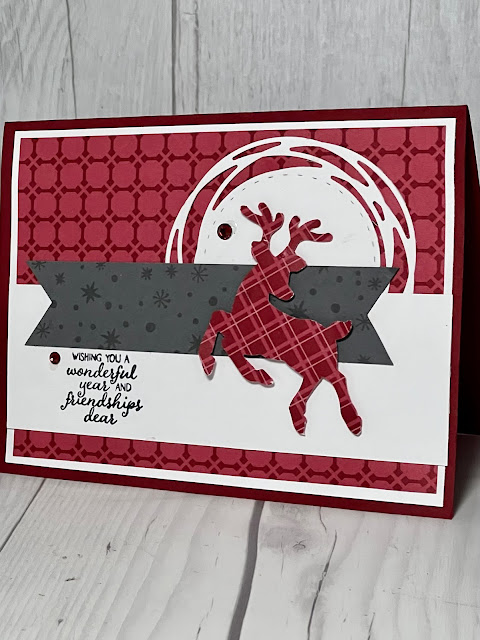 Handmade Christmas Card using Stampin' Up! Deer Builder Punch and Peaceful Deer Stamp Set