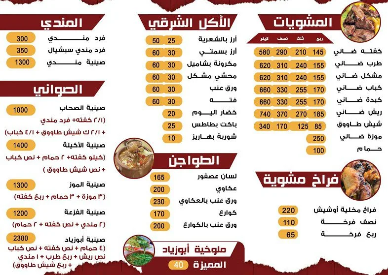 منيو وفروع مطعم «ابو زياد الحاتي» في مصر , رقم التوصيل والدليفري