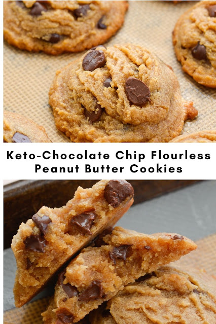 Flourless Peanut Butter Chocolate Chip Cookies (keto + low carb)