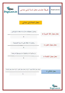 طريقة إحتساب معدل السنة أولى إبتدائي