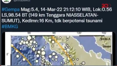 BMKG catat delapan  gempa susulan di nias usai gempa M 6,7