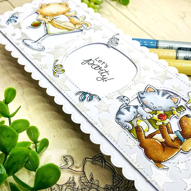 Let's Party Card by January Guest Designer Peggy Emmerink-Moonen | Newton Celebrates Stamp Set by Newton's Nook Designs