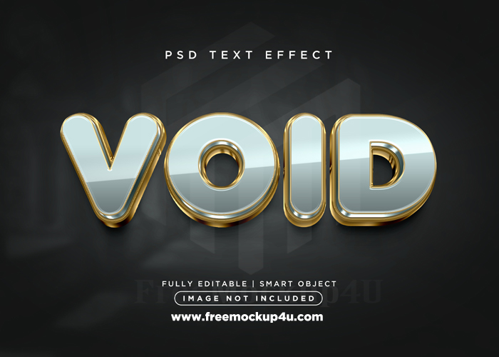 3D Style Void Text Effect with Golden Effect